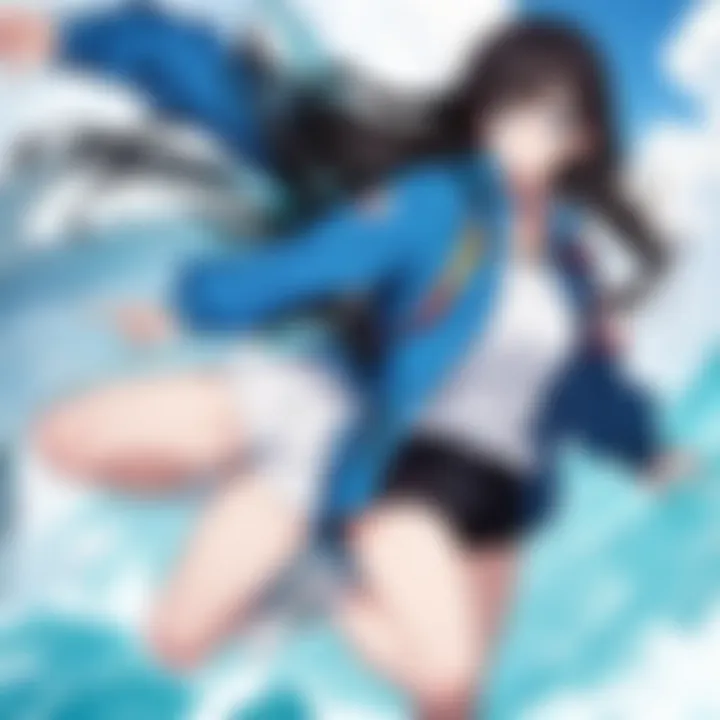 Detailed close-up of the protagonist's windbreaker fluttering in the wind