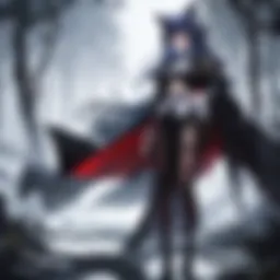 Mysterious dark silhouette in moonlit forest