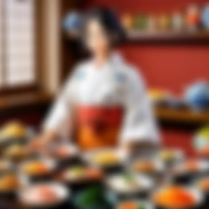 A still life of traditional Japanese dishes, reflecting cultural heritage and representation in anime.