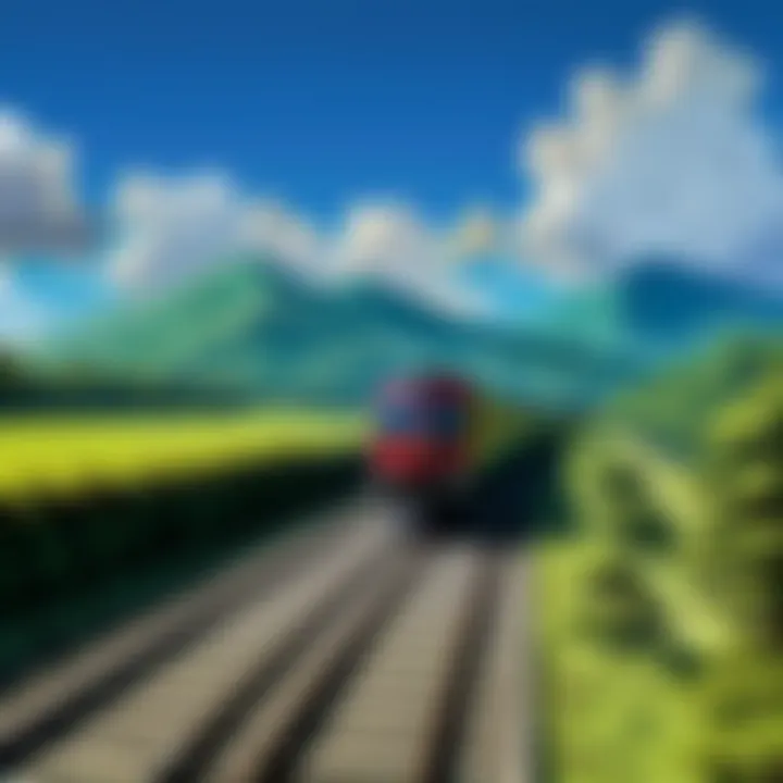 Stunning visual of the train traveling through a mystical landscape