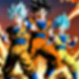 Dynamic battle scene featuring Goku and Vegeta