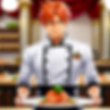 The Intensity of Culinary Competition A dramatic culinary showdown featuring vibrant dishes