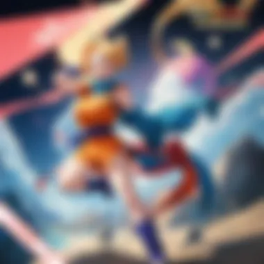 Iconic Battles in Dragon Ball An artistic representation of iconic battles featuring major characters from the series.