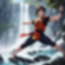 Martial Arts Master Trains Under Waterfall