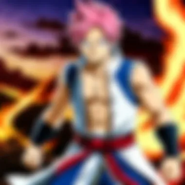 Key Character Action in Fairy Tail A scene from Fairy Tail showcasing a key character in action