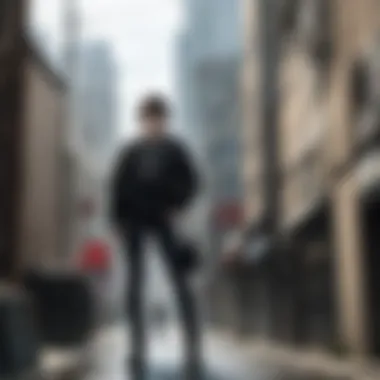 Detailed artwork of the gritty urban setting