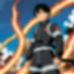 Dynamic scene from Fire Force showcasing intense action