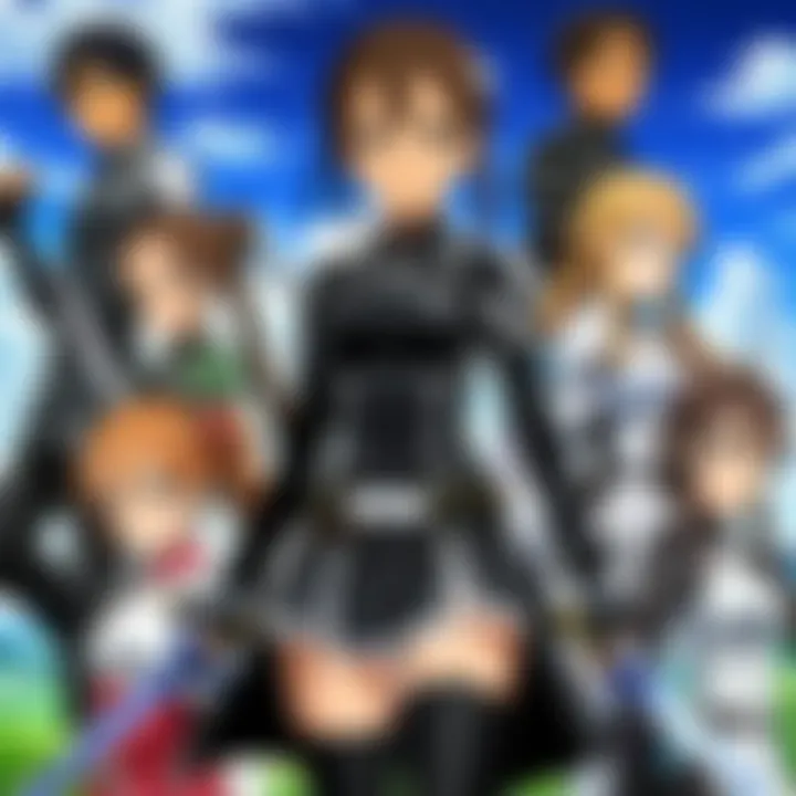 An artistic representation of the diverse characters from the Sword Art Online series.