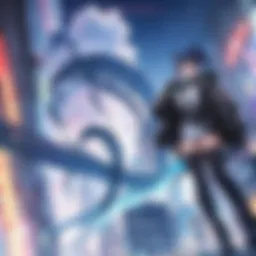 Illustration of a futuristic anime cityscape