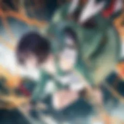 Dynamic scene from Hunter x Hunter showcasing intense battles