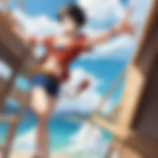 Illustration of Luffy navigating the seas