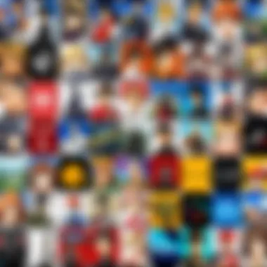 Collage of Anime Games A colorful collage of popular anime games available on iPhone showcasing their unique art styles