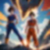 A dynamic battle scene showcasing Goku and Vegeta in action