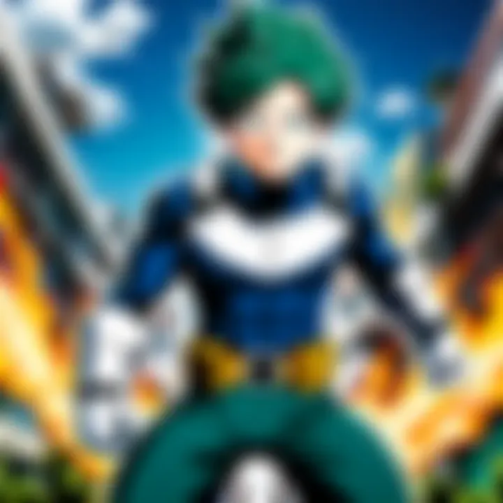 Illustration showcasing the iconic characters of My Hero Academia in a dramatic scene