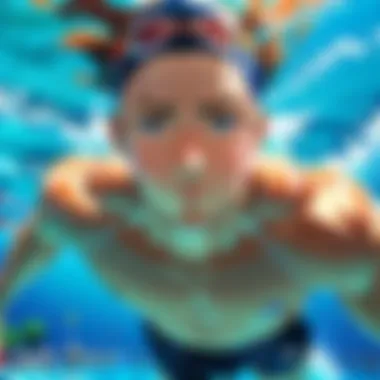 The Art of Swimming An artistic representation of a swimmer mid-stroke, showcasing fluid motion and determination.