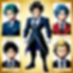 A group of My Hero Academia characters displaying their unique traits