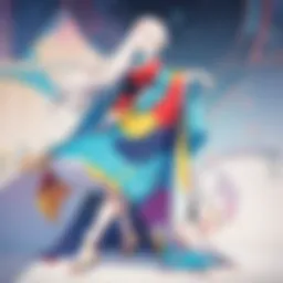 Abstract anime wall canvas with colorful geometric patterns