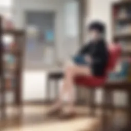 A panoramic view of a vibrant manga reading environment.