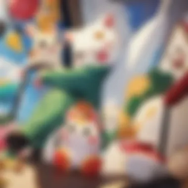 A fan displaying their extensive Hamtaro plush collection in a well-organized setup.