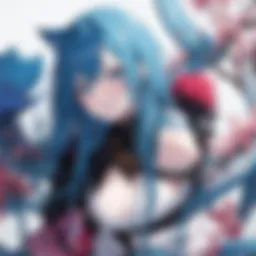A captivating scene from a popular monster anime showcasing vivid creatures and landscapes.