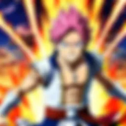 A dynamic scene showcasing the main characters of 'Fairy Tail' in battle.