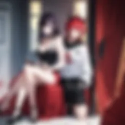 Fantastical anime world with devil character