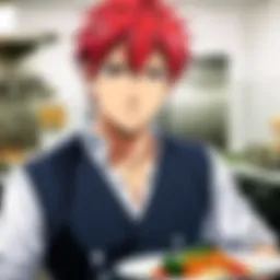 A vibrant collage of iconic dishes featured in Food Wars