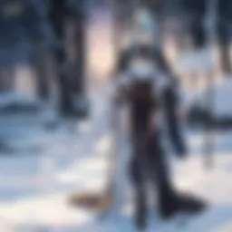 Dark silhouette of Goblin Slayer standing in a moonlit forest