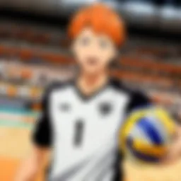 Dynamic volleyball match scene from Haikyuu