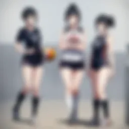 Haikyuu characters in intense volleyball match