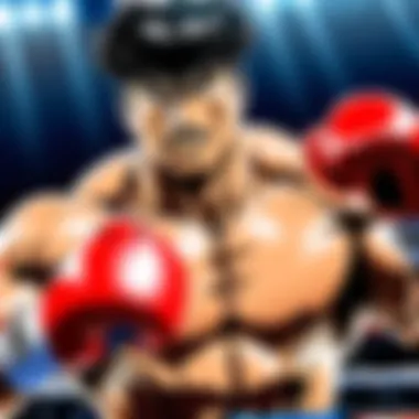 Intense Boxing Action in Hajime no Ippo A dynamic scene showcasing the intensity of boxing matches in Hajime no Ippo