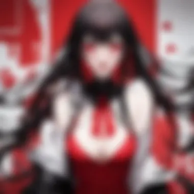 Dynamic and intense showdown scene illustrated in a Kakegurui poster