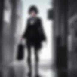 Elegant silhouette of a detective in a dimly lit alleyway