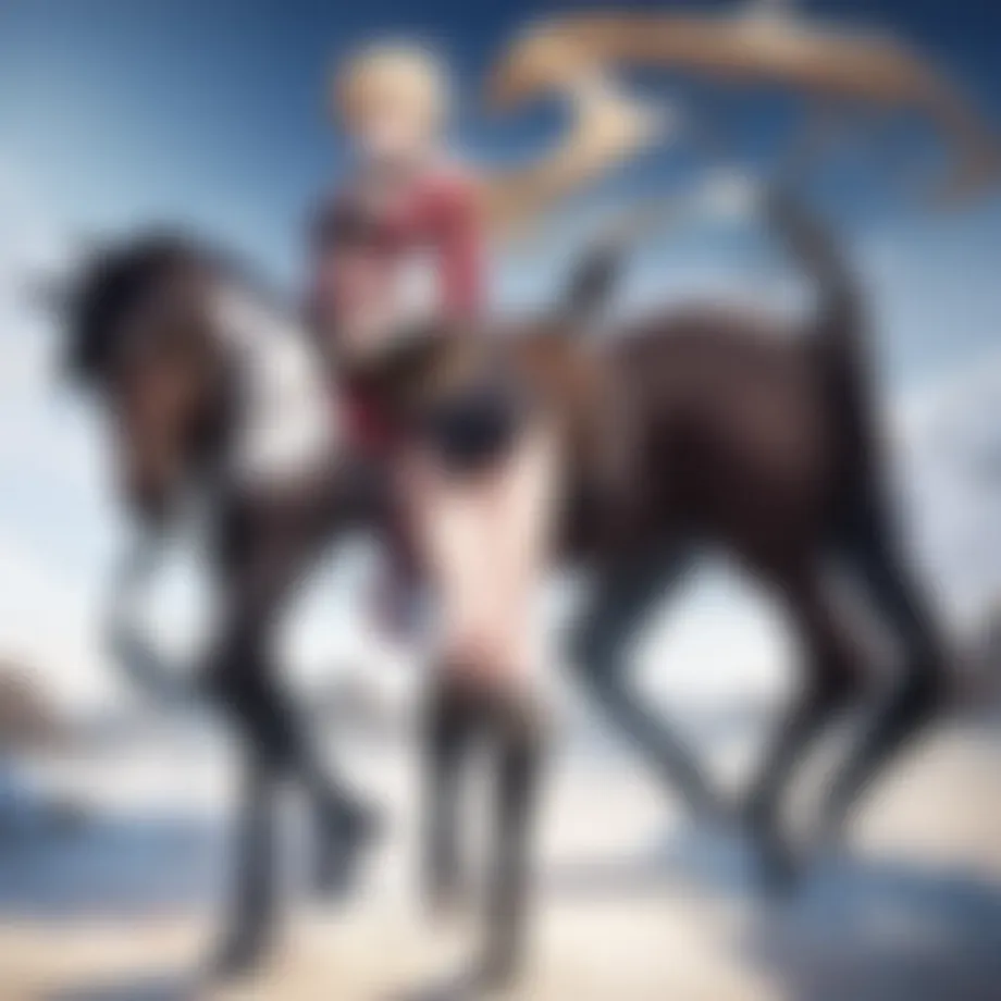 Dynamic horse race scene in the manga set