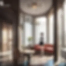Abstract representation of manga art hotel lobby