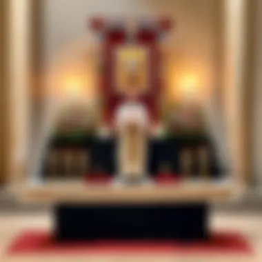 Traditional Altar for Mass of Remembrance A traditional altar set for a mass honoring the deceased with candles and flowers