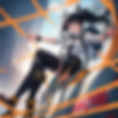 Visualization of My Hero Academia Fan Theories Intricate visualization of popular fan theories swirling around My Hero Academia online sphere