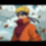 A scene depicting Naruto Uzumaki in his iconic orange jumpsuit, showcasing his determination.