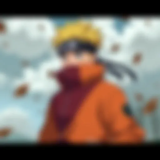 A scene depicting Naruto Uzumaki in his iconic orange jumpsuit, showcasing his determination.