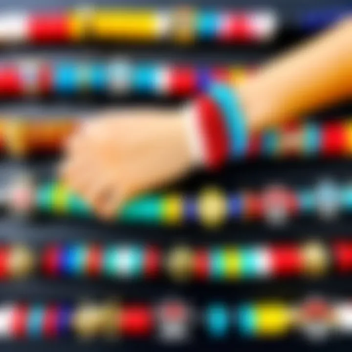 A vibrant collection of various One Piece bracelets, each representing different characters.