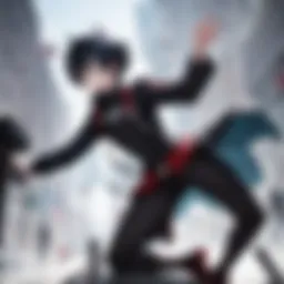 Illustration of a hero standing tall amidst chaos