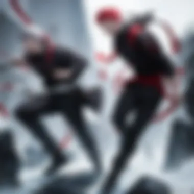 Epic Battle in Jujutsu Kaisen Concept art showcasing a major battle scene from Jujutsu Kaisen