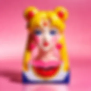 Artistic display of lip gloss packaging inspired by Sailor Moon