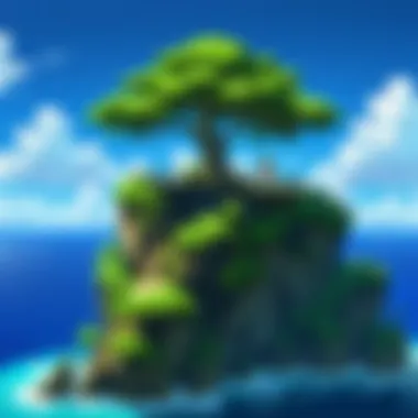 The Unique Landscape of Skypiea A panoramic view of the floating island Skypiea showcasing its unique architecture and lush landscapes