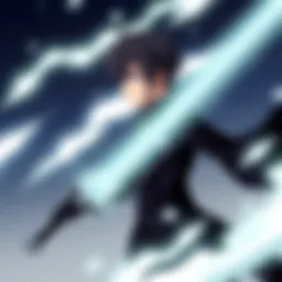 A captivating scene from Sword Art Online featuring Kirito in action