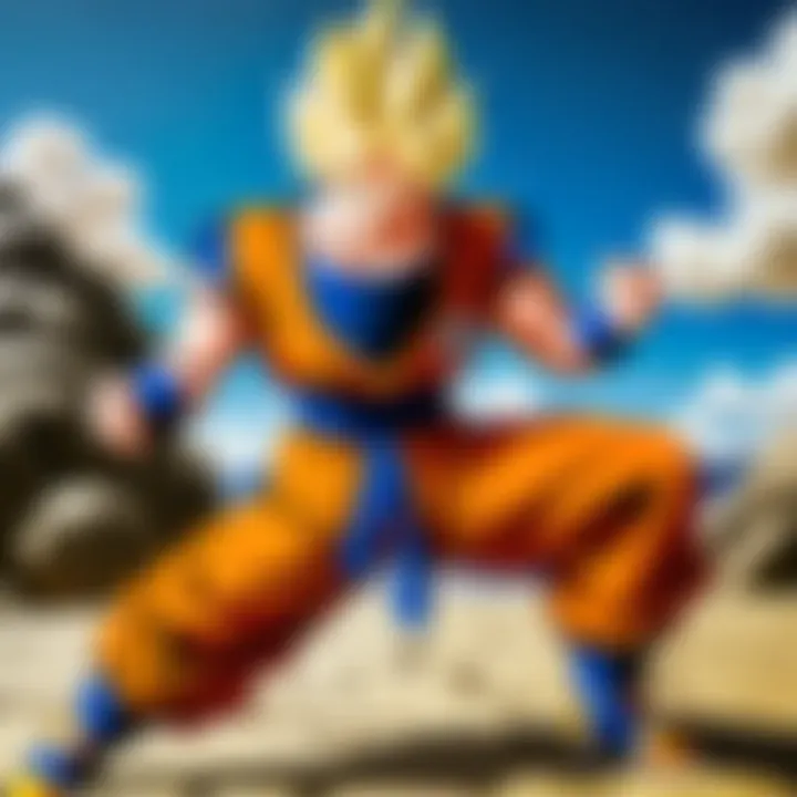 A vibrant scene showcasing iconic Dragon Ball Z characters in action.