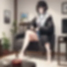 A cozy living room setup for anime watching with snacks