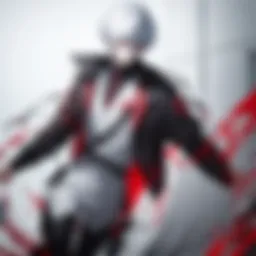 A dramatic scene depicting Kaneki's transformation and internal struggle.