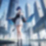 Anime character in a futuristic cityscape