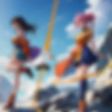 Dragon Ball Super Characters in Action A vibrant scene from Dragon Ball Super showcasing main characters in action